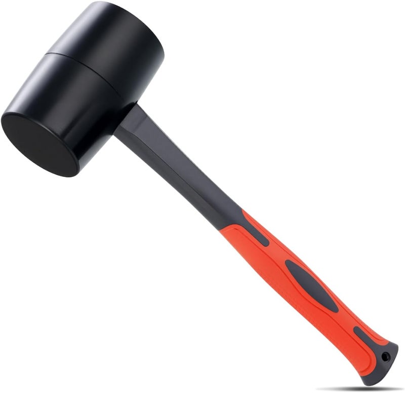 DESHIL Rubber Mallet 16 oz, Durable Rubber Hammer Head with Fiberglass Handle, Great for Flooring, Tent Stakes, Camp Trips, Woodworking, DIY Projects Home Decoration and Soft Blow Tasks without Damage - Image 1